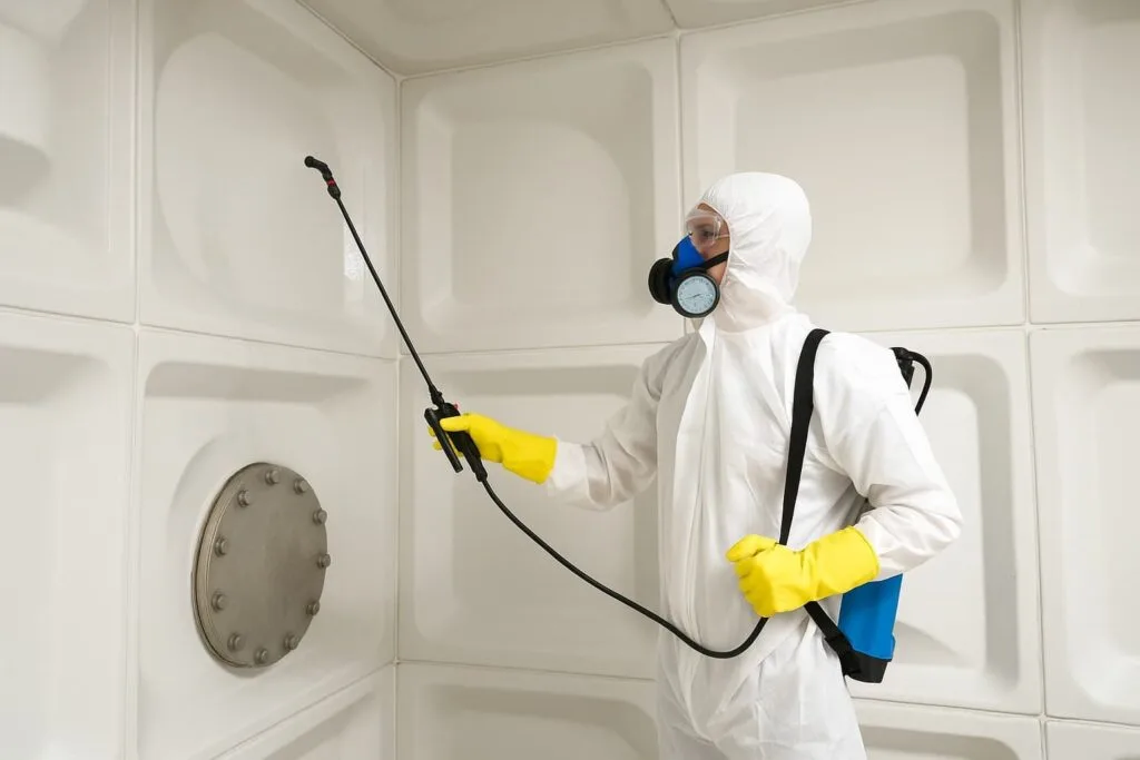 Green Fresh cleaning website shows Trauma and Biohazard Cleaning Services in Dubai banner with PPE cleaner and call-to-action buttons