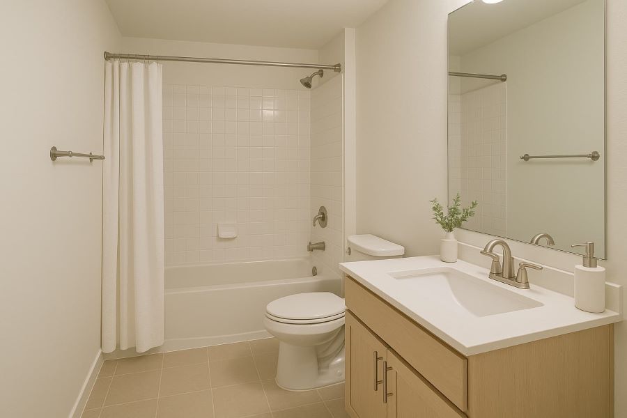 Bathroom deep cleaned with steam and non-toxic eco agents in Dubai