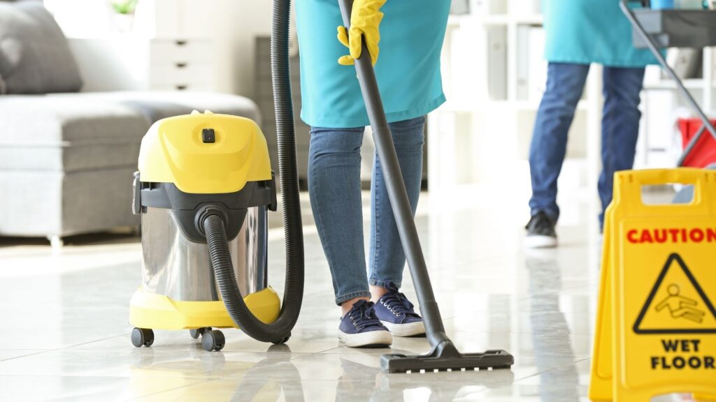Commercial Cleaning Service in Dubai, while cleaning the floor.