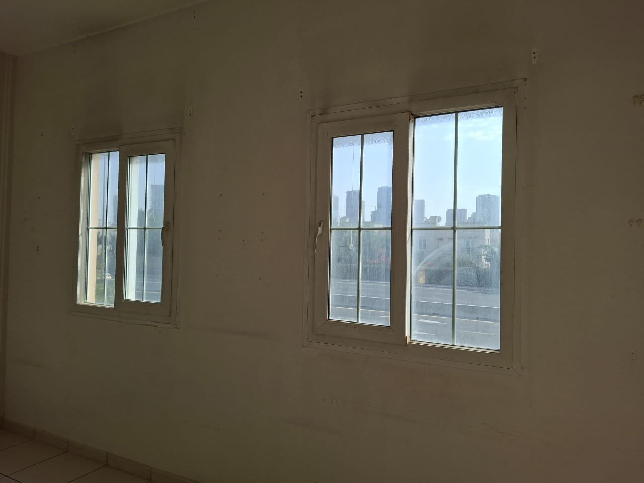 Before window glass cleaning in residential apartment Dubai