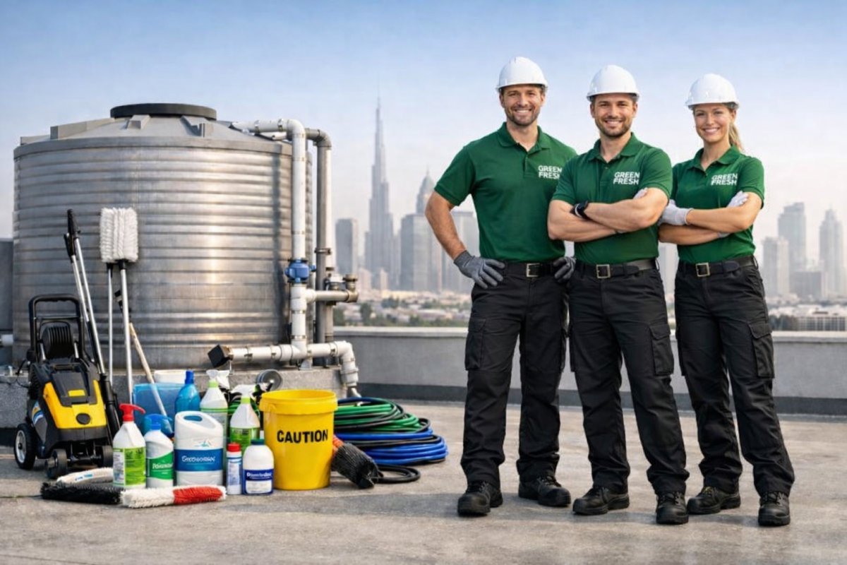 Professional water tank cleaning Dubai by GREEN FRESH team