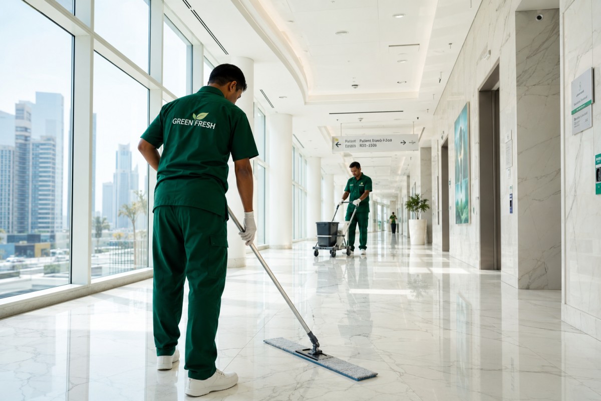 Hospitals and Clinics Cleaning Dubai by GREEN FRESH professional team
