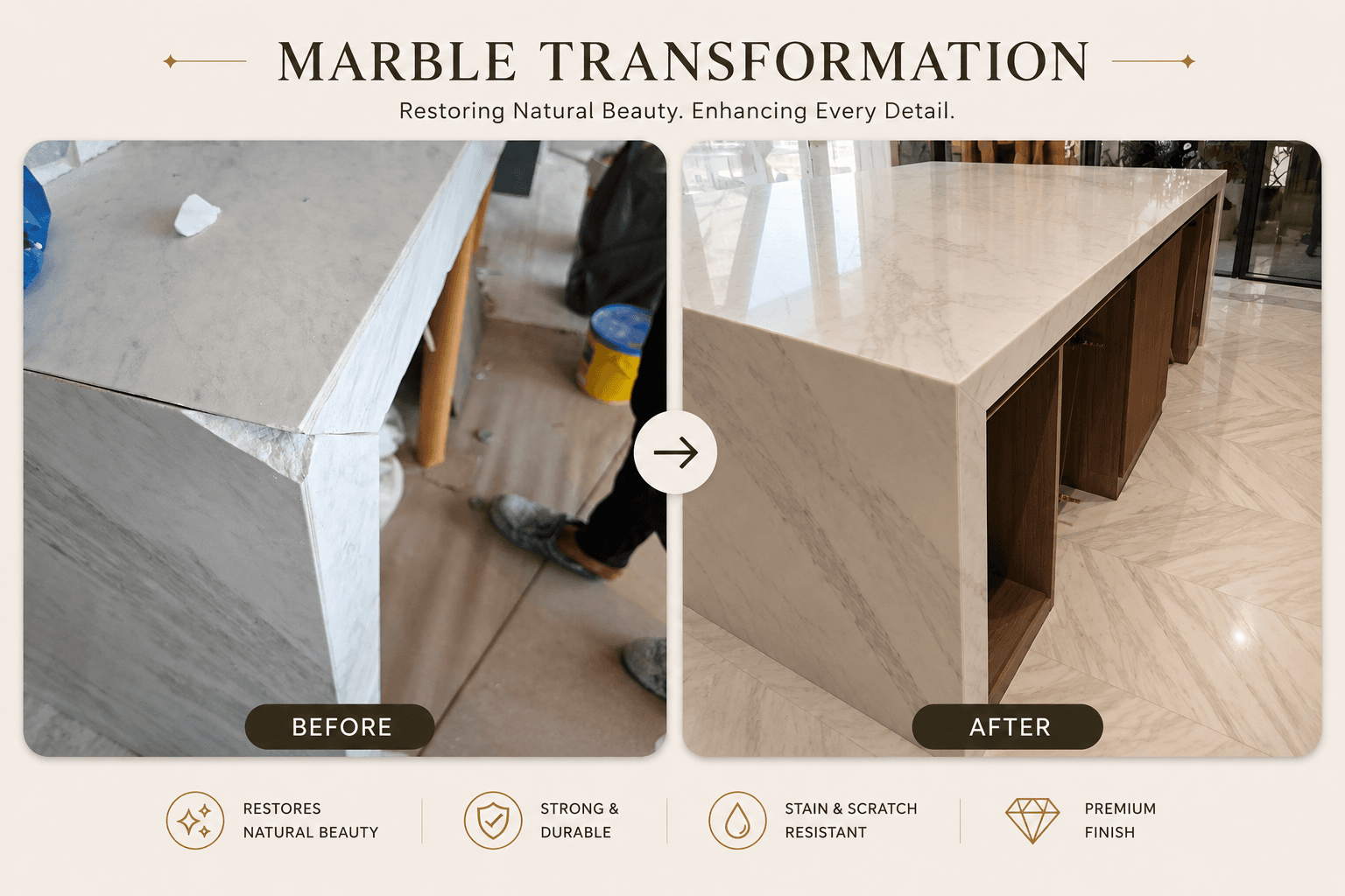 Home 3 Marble floor polishing and restoration project in Dubai villa