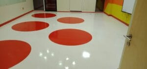 School classroom floor polishing and deep cleaning project completed in Dubai during summer maintenance.