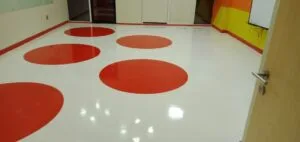 School classroom floor polishing and deep cleaning project completed in Dubai during summer maintenance.