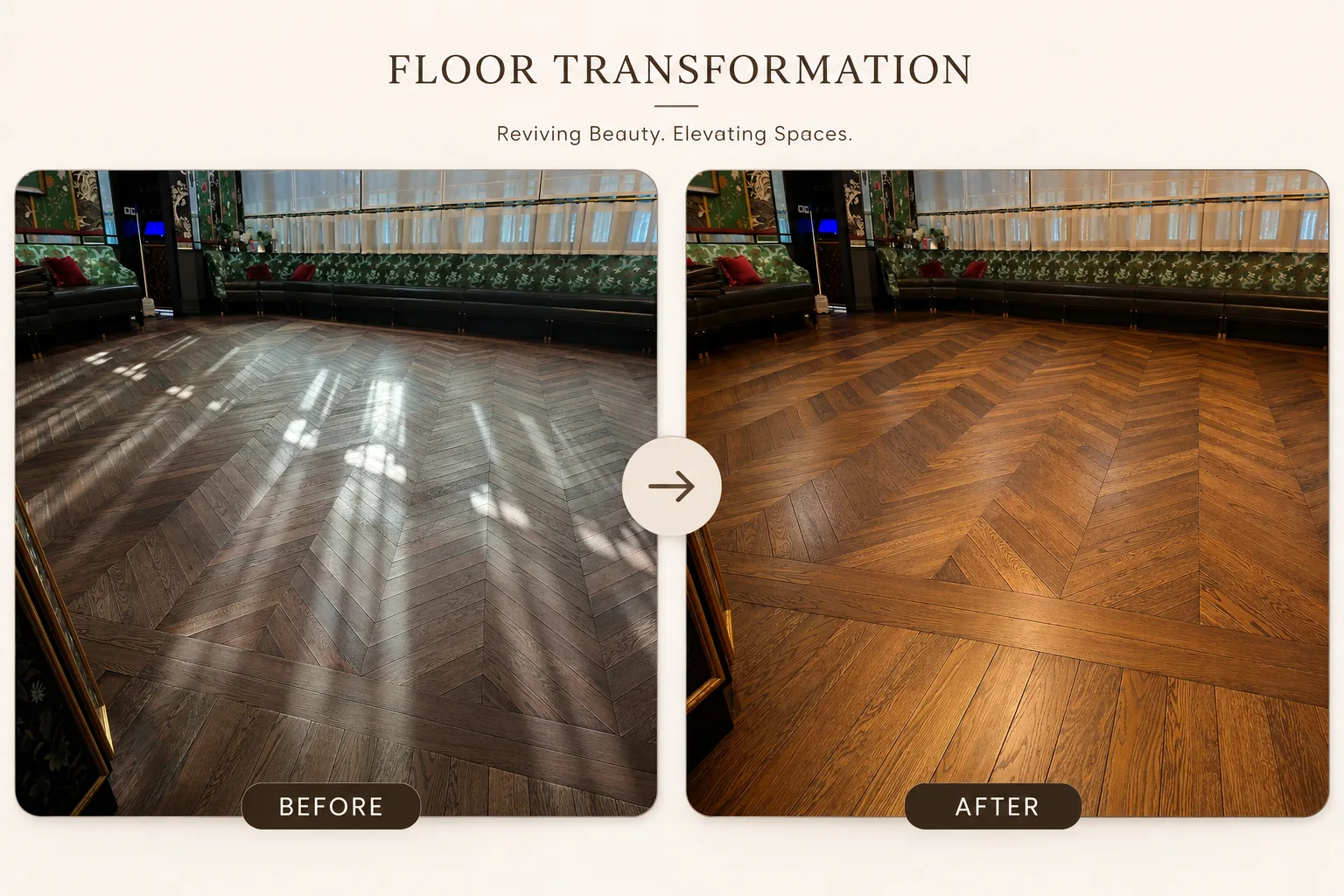 Wood floor polishing for restaurant in Downtown Dubai